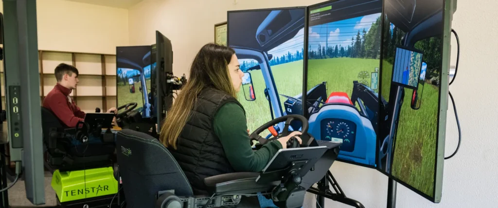 students using the Tractor Simulator technology