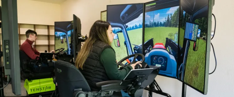 students using the Tractor Simulator technology
