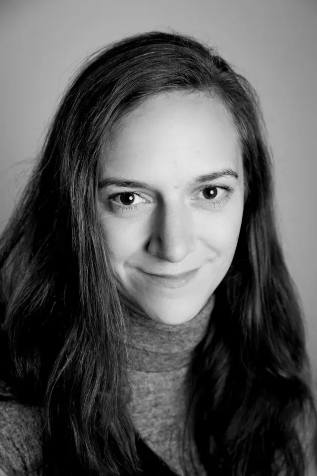 Female student in a black and white photo