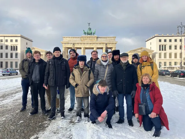 ATU Heritage staff and students at the Brandenburg Gate in Berlin, Germany.