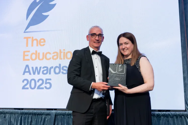 Dr Irene Hayden accepting the award on behalf of ATU Engineering pictured with Dr Joseph Collins of Education and Training Board Ireland (ETBI).