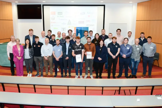 Group picture of students, mentors and ATU at the Undergraduate Engineering Competition at the 2025 ATU Galway