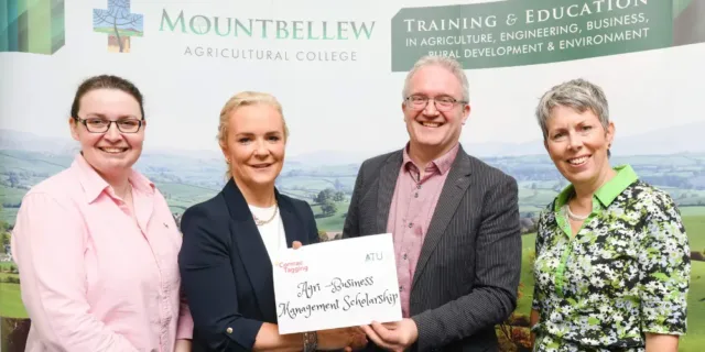 (L-R): Dr Edna Curley, Head of Mountbellew Agricultural College, Ursula Kelly, Cormac Tagging, Michael Gill, Head of ATU Dept of Organisational Development, and Dr Orla Flynn, President of ATU.