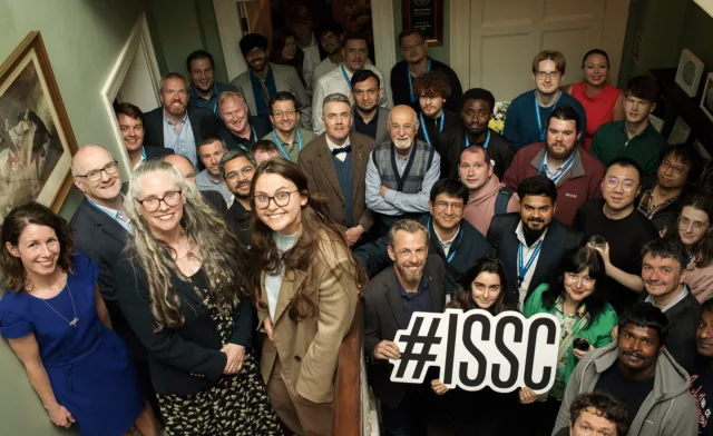 Group photo of the ISSC attendees, speakers, and organisers at Castle Grove.