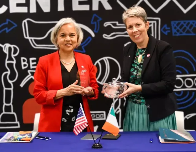 Dr Marie Lynn Miranda (Chancellor of UIC) pictured with Dr Orla Flynn (President of ATU)