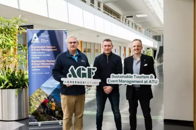Pictured in a group photo is Dr. James Hanrahan, Lecturer in Tourism and Event Management at ATU Sligo. Dr. Domhnall Melly, Lecturer in Tourism and Event Management at ATU Sligo. Prof. Gary Kerr, Head of Department of Marketing, Tourism, and Sport at ATU Sligo.