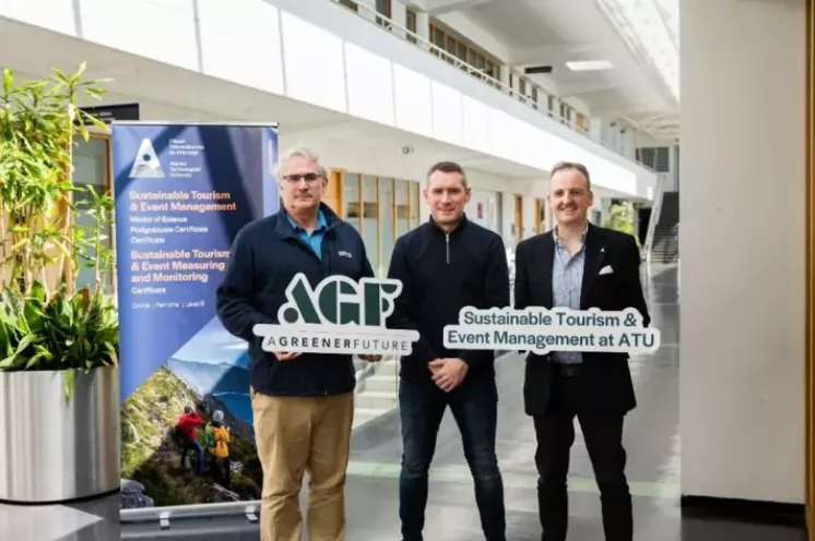 Pictured in a group photo is Dr. James Hanrahan, Lecturer in Tourism and Event Management at ATU Sligo. Dr. Domhnall Melly, Lecturer in Tourism and Event Management at ATU Sligo. Prof. Gary Kerr, Head of Department of Marketing, Tourism, and Sport at ATU Sligo.