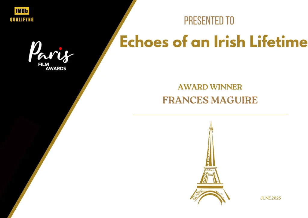 Paris Film Awards Certificate Award Winner Frances Maguire