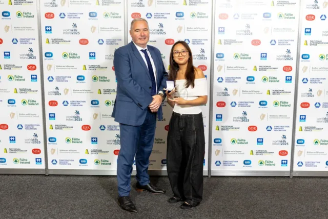 Caitlyn Valerie with her award for Hospitality and Tourism – Cookery category.