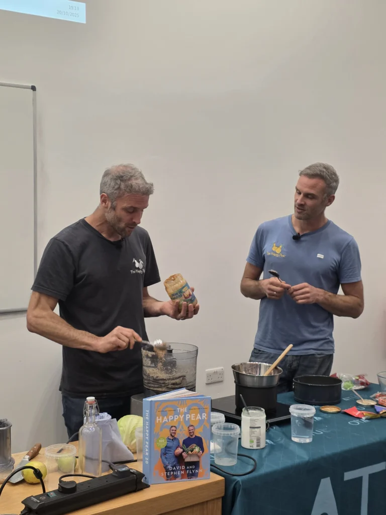 Steven and David Flynn from The Happy Pear making a cake on ATU St Angelas campus