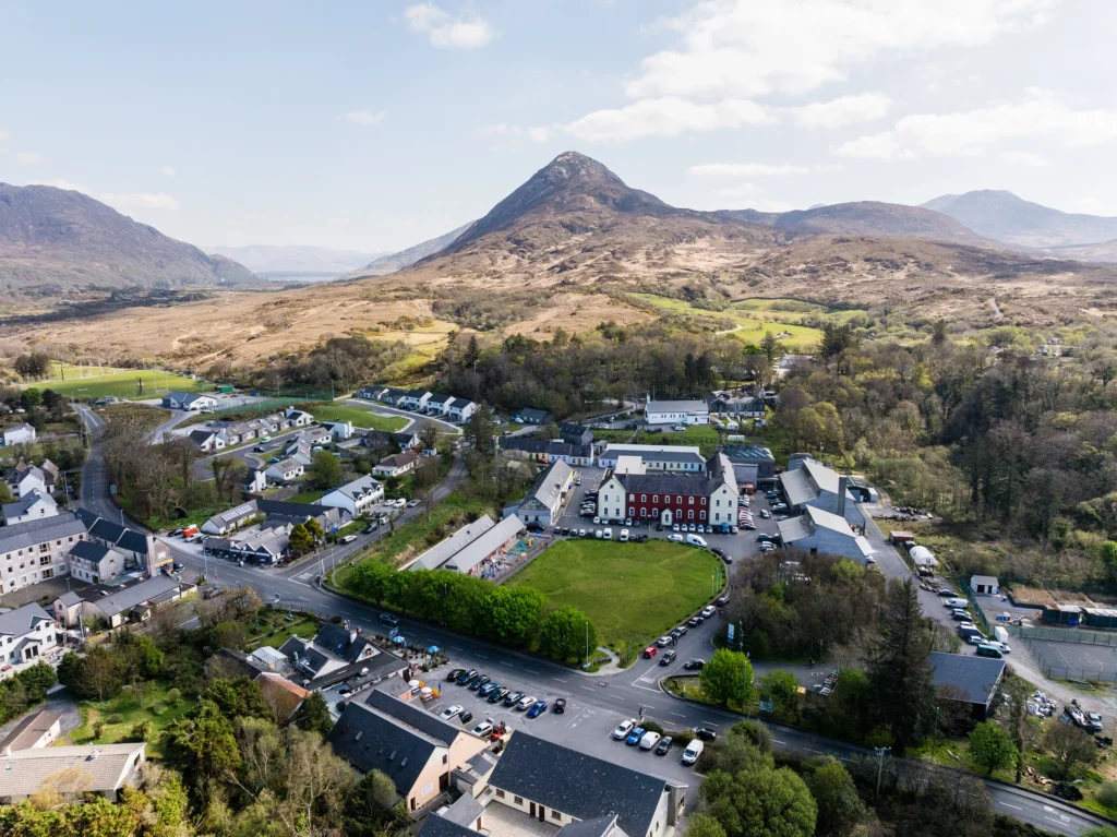 Aerial shot of ATU Connemara campus in Letterfrack