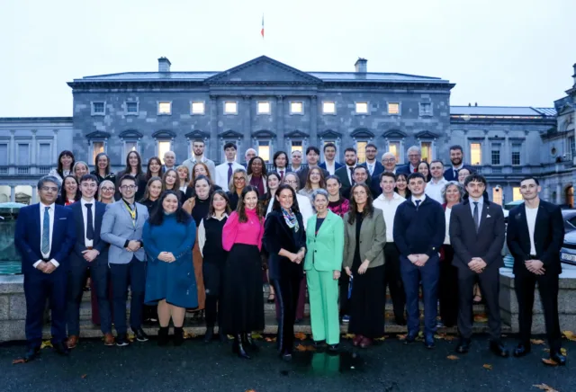 Posters in Parliament group outside Leinster House