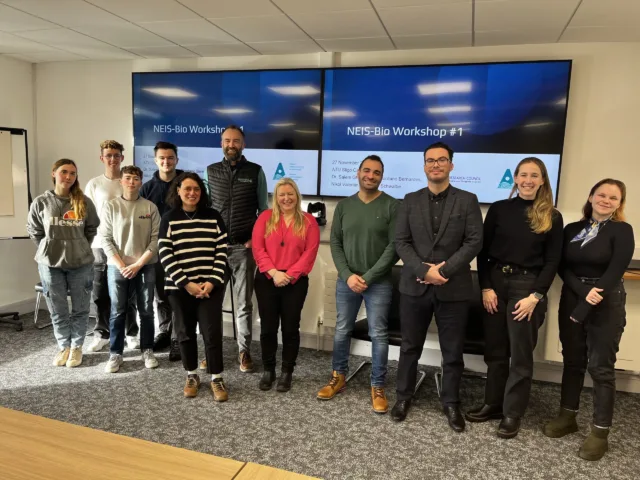 Dr Salem Gharbia and Dr Giordano Bernardes at the NEIS-Bio project's first workshop with several stakeholders.