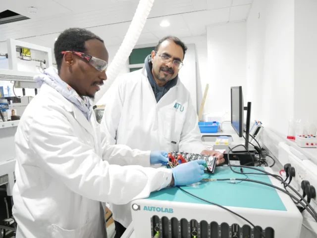 Keith Sirengo and Prof Suresh Pillai in an ATU lab