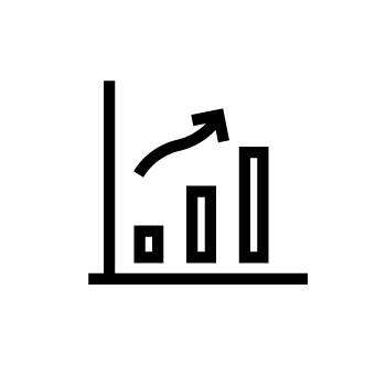 Icon of a bar chart with an upward arrow