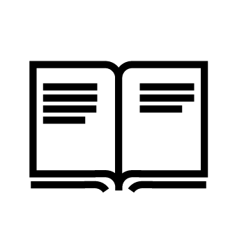 Icon of an open book with text lines