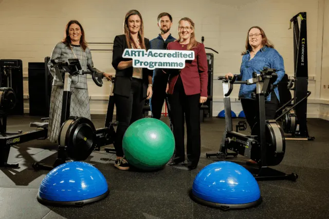 Nicola Dunnion, Head of Department, Tourism and Sport at ATU Donegal; Dr Lynn Allen, ARTI President, Cían McBride, Assistant Lecturer Athletic Therapy & Exercise Rehabilitation ATU. Dr. Joanne Gallagher, Dean of Faculty of Science and Health ATU and Ciara Mulrooney, Programme Coordinator ATU.