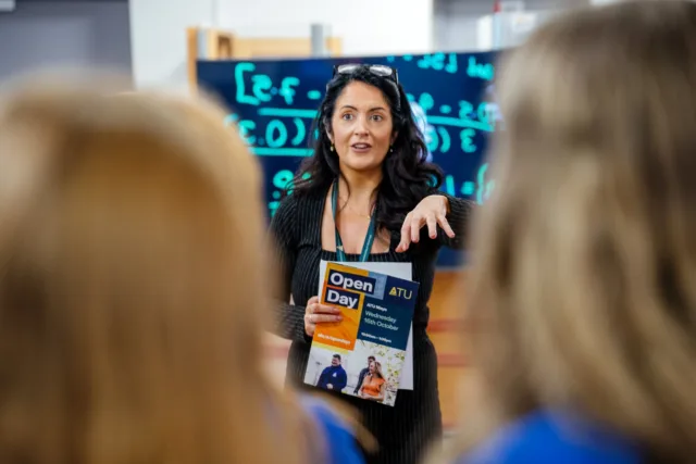 Marketing Manager Fiona Kelly engaging with prospective students