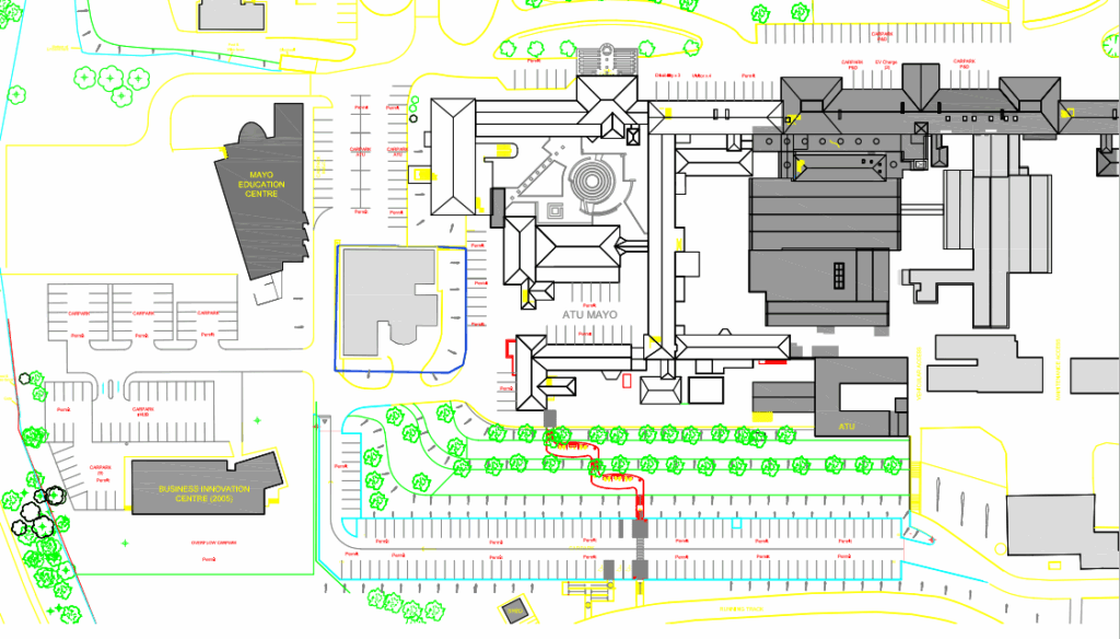 Parking map of the Mayo campus