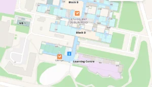 A snippet of the Maze map for ATU Galway City, Dublin Road Campus showing the location of the canteen.