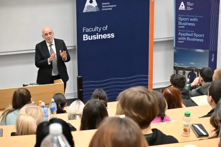 Central bank governor addressing ATU students