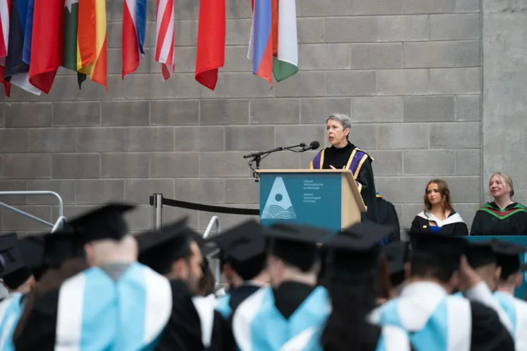 Dr Orla Flynn addressing ATU graduates