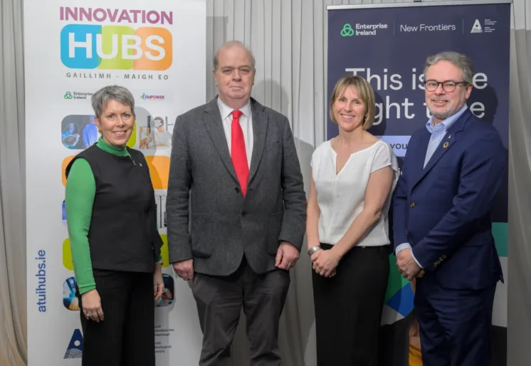Pictured is Dr Orla Flynn President of Atlantic Technological University (ATU), Dr Chris O'Malley, Vice President, Enterprise & Engagement at ATU, Maria Staunton of ATU iHub Mayo and Dr Brendan Jennings, Chief Officer Research, Innovation and Engagement
