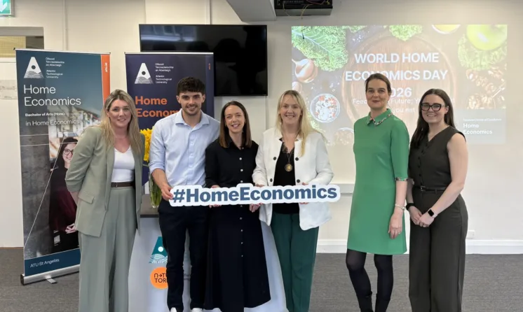 Photo caption: (L-R) Caroline Hopper, Lecturer in Home Economics, ATU St Angelas; Connor Dupuits, Lecturer in Home Economics, ATU St Angelas; Dr Helen Maguire, Head of Department Home Economics, ATU St Angelas; Dr Amanda Mc Cloat, Head of Campus, ATU St Angelas an President International Federation for Home Economics; Dr Elaine Mooney, Director National Centre of Excellence for Home Economics, ATU St Angelas; Polly Ludlow, Lecturer in Home Economics, ATU St Angelas.
