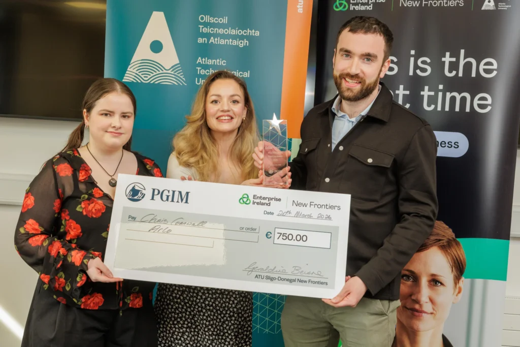 Most Investable Start up award winner Chris Cornwall, pictured with sponsors Laura Foy and Emma Gordon, PGIM