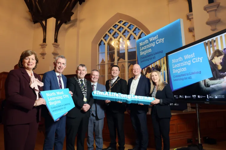 Dr Catherine O’Mullan, North West Regional College Paul Hannigan, Atlantic Technological University DCC Cathaoirleach Cllr. Paul Canning Professor Malachy Ó Néill, Ulster University DCSDC Mayor Cllr Ruairí McHugh Gavin Killeen, Education and Skills Delivery Partnership Anne McHugh, Donegal Education and Training Board