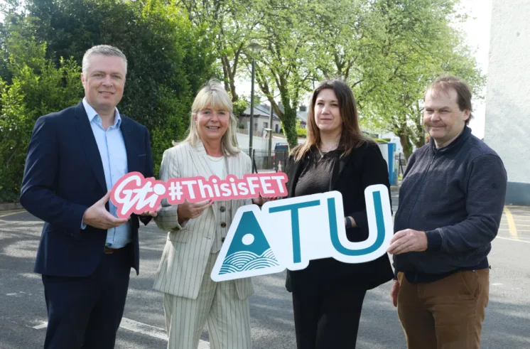 Left to Right: John McLoughlin (Deputy Principal, GTI), Geraldine Gibbons (Principal, GRETB), Claire Fiddaman (Programme Development Co-ordinator Tertiary Education, ATU), Gareth Roe (Head of Department of Computer Science & Applied Physics, ATU Galway)