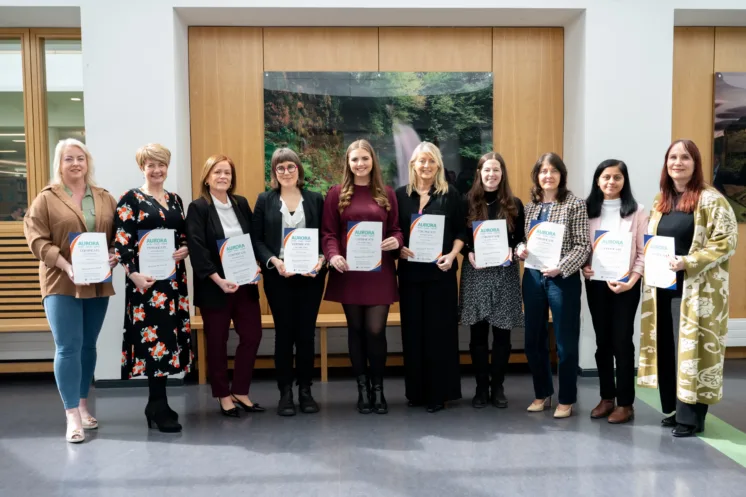 Photo caption (the group photo with certs): Some of the Aurora Leadership Programme graduates pictured at a recent ATU event.  