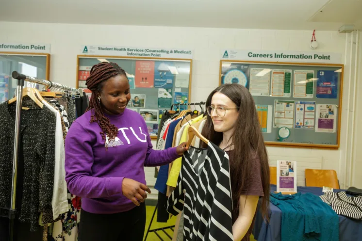 Students exploring professional attire options as part of ATU’s “Get Interview Ready” initiative. 