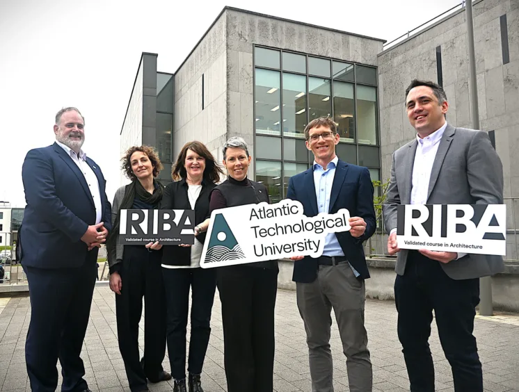 Prof Graham Heaslip, Dean of Faculty of Engineering & Computing at ATU, Maša Ruane Bratuša, Head of Department of Architecture ATU, Bernadette Donohoe - Architecture Director of Accreditation ATU, Dr Orla Flynn, ATU President, Dr Trevor McSharry, Head of School of Built Environment at ATU, Dara Burke – Head of Department of Architecture ATU (Acting).