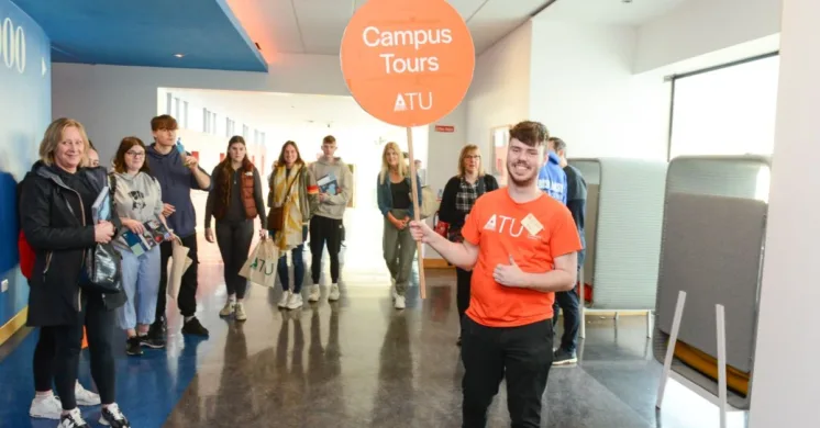 Visitors and Campus guide at ATU Galway Open Day