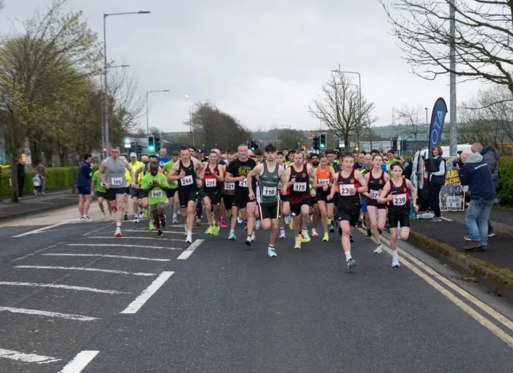 Runners take off from the start line of the ATU Charity 5K on the Letterkenny Campus.