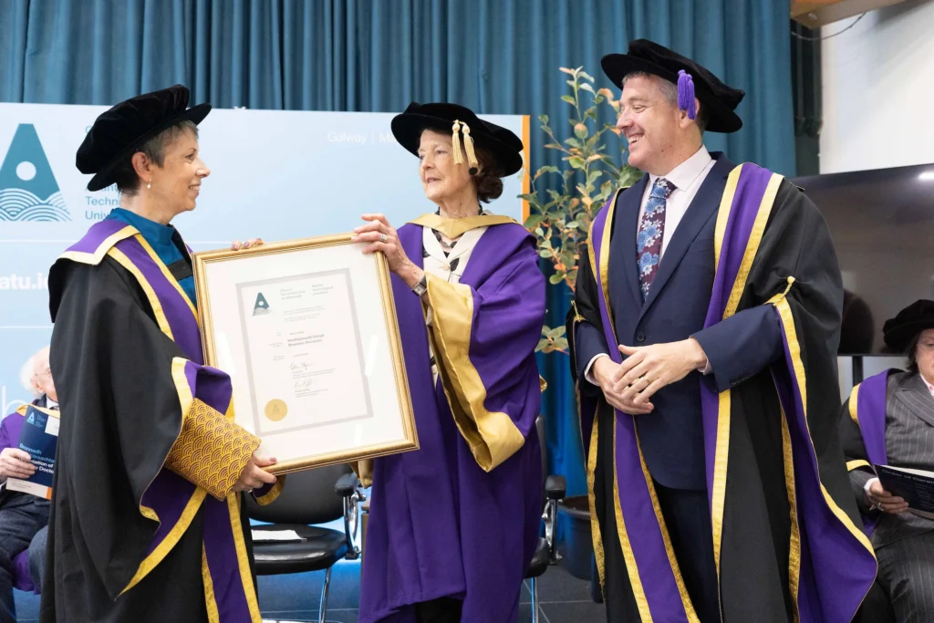 Dr Orla Flynn, ATU President, Mary V. Mullin, Founder member of the Crafts Council of Ireland, Dr Billy Bennett, ATU Registrar and Chief Academic Officer