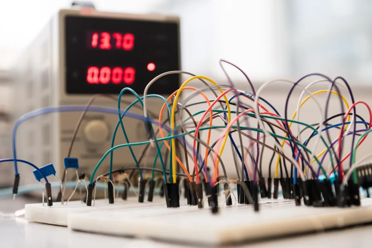 close up of colourful wires