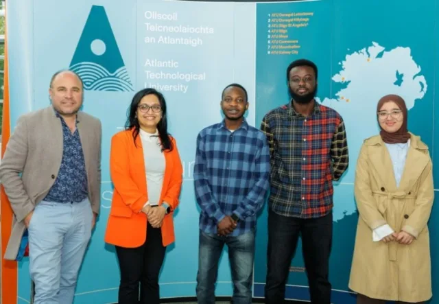 The Bias Busters team at ATU. From left: Alan Hernon, Saritha Unnikrishnan, Oladosu Oladimeji, Obed Adjei Peprah and Nihal Elfodil. Image: James Connolly