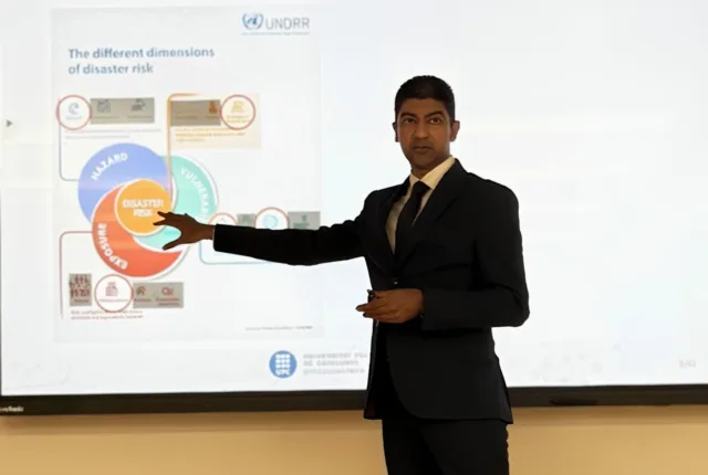 Researcher presenting slide