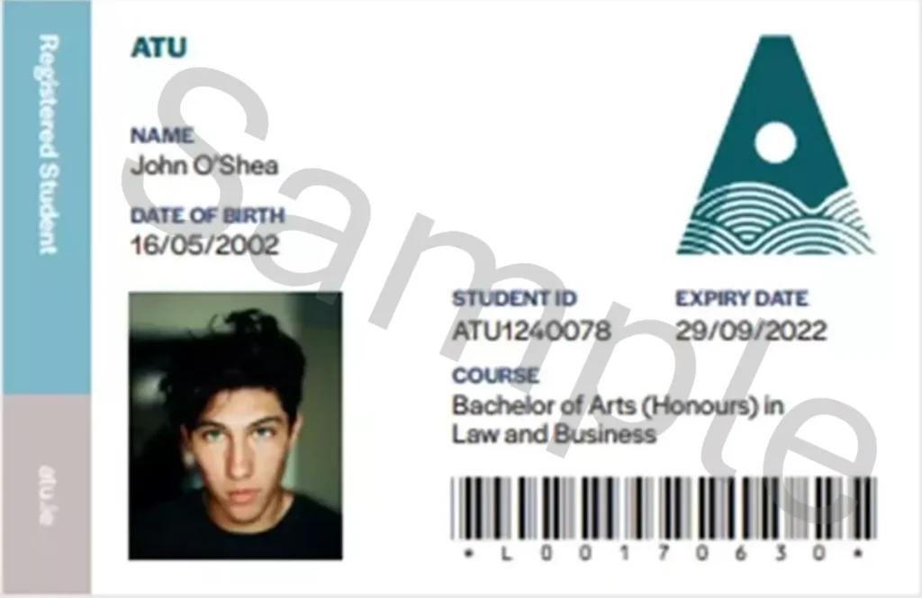 Mock-up of a dummy student ID for illustrative purposes only