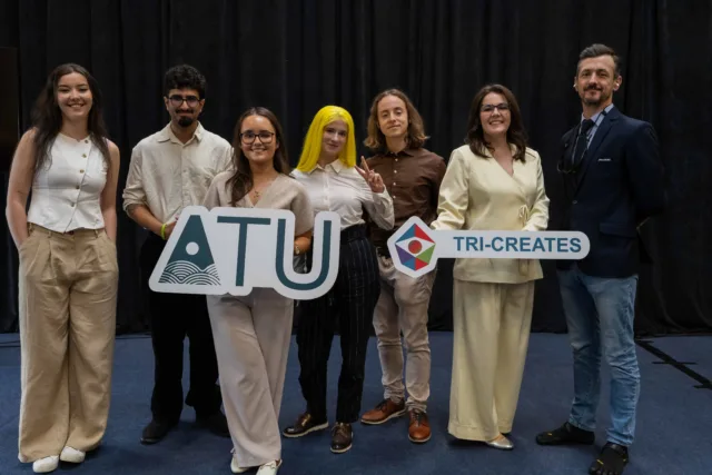 Photo caption: (L-R) Isabella Doyle, Ayush Puri, Katelyn Madden, Olena Anoricheva and Vladimir-Stefan Mazare, Grace Latham, Emanuel Covasa. Photo by Joleen Cronin.