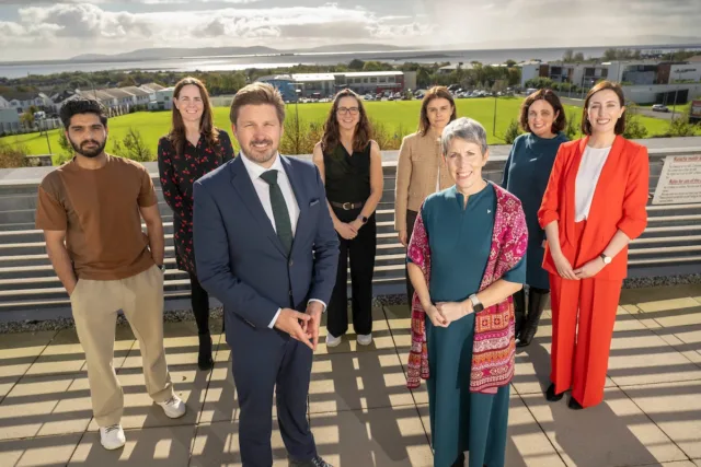 At the launch of a new national survey, the National Remote & Hybrid Work Survey, by Atlantic Technological University (ATU) and the Western Development Commission (WDC) was Dr. Salim Khan, Post Doctoral Researcher, ATU, Dr. Michelle Queally, Faculty of Business, ATU, Allan Mulrooney, CEO Western Development Commission, Dr. Sinead Keogh, Faculty of Business, ATU, Dr. Amaya Vega, Faculty of Business, ATU (and Lead Researcher), Dr. Orla Flynn, President ATU, Dr. Aisling Moroney, Policy Analyst, Western Development Commission and Dr. Teresa Hooks, Head of Connected Hubs & Digital Innovation, Western Development Commission.