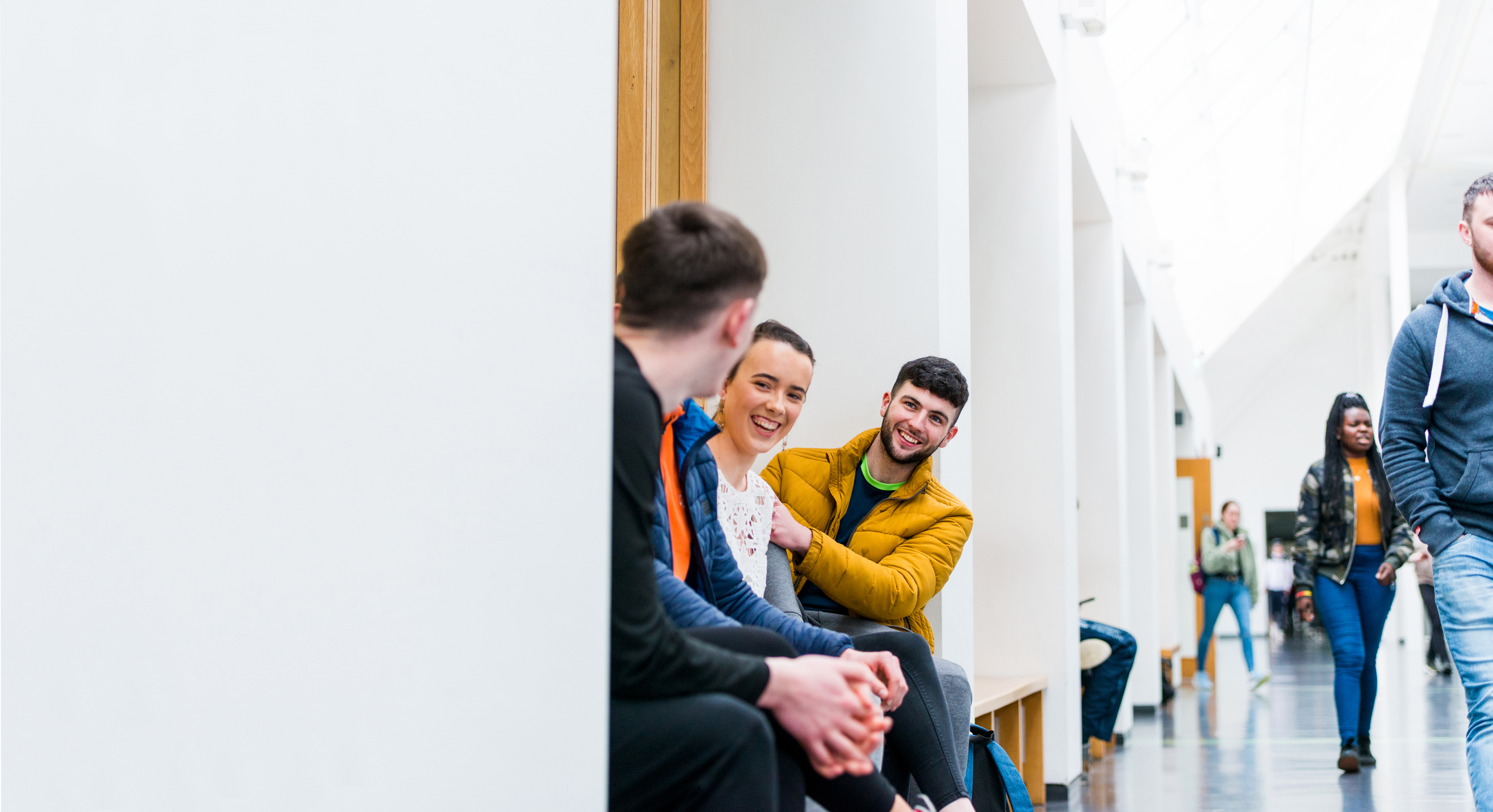 Students chat in corridor of ATU Sligo campus