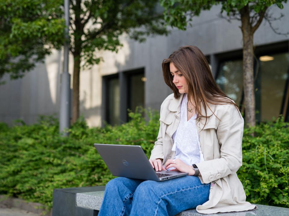 sligo student studying on a laptop