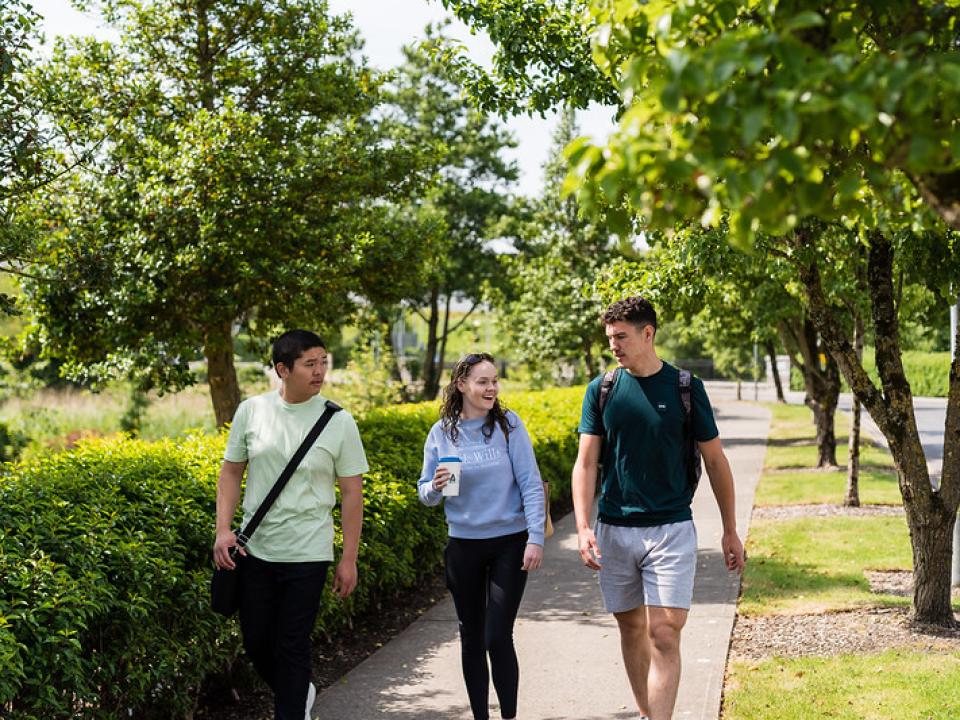 students walking through sligo campus